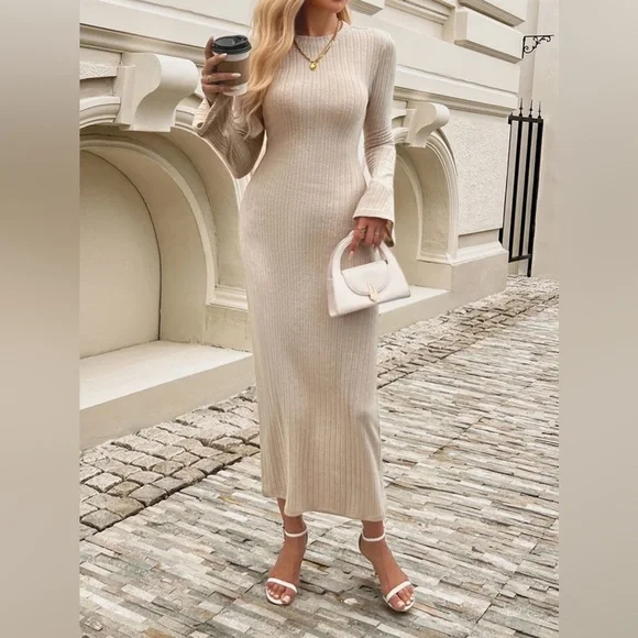 Long sleeve midi dress green - Picture 8 of 15